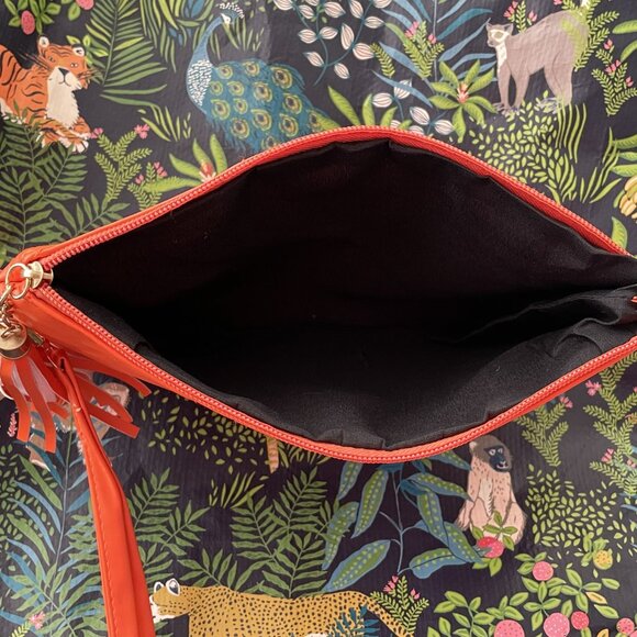 NWOT Quilted PU Leather Clutch Bag Wristlet Orange - Picture 2 of 4